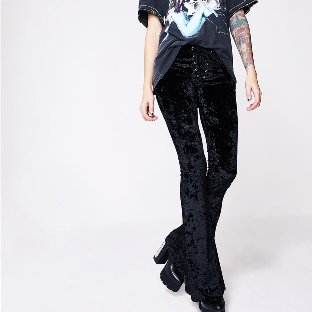 Current Mood velvet bell bottoms